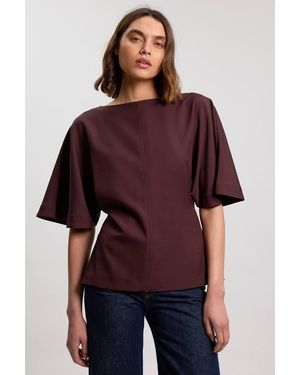 Karen Millen Short Sleeve Blouse - Purple