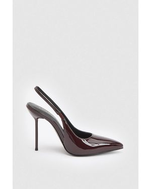 Karen Millen Patent Leather Slingback Heeled Shoe - White