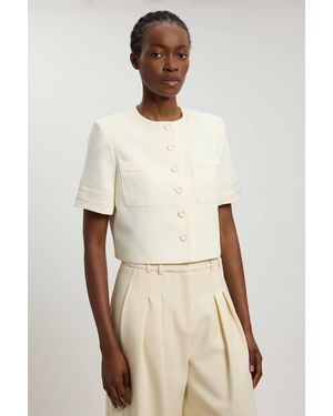 Karen Millen Petite Satin Tux Short Sleeve Tailored Jacket - Natural