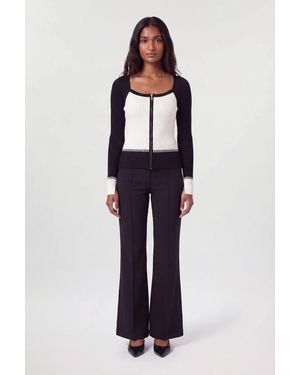 Karen Millen Block Colour Racked Rib Knitted Bomber Jacket - Blue