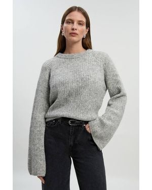 Karen Millen Sequin Knit Tie Bow Jumper - Grey