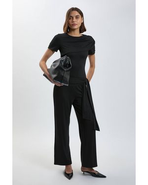 Karen Millen Viscose Jersey Tie Waist Trouser - Black