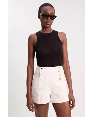 Karen Millen Denim Button Front Shorts - Natural