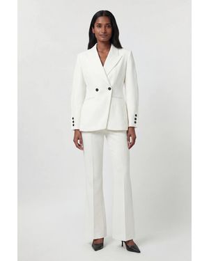 Karen Millen Petite Compact Stretch Sculpted Waist Tailored Blazer - White