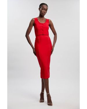 Karen Millen Bandage Midi Skirt - Red