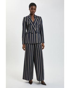 Karen Millen Petite Stripe Wide Leg Tailored Trouser - Multicolour