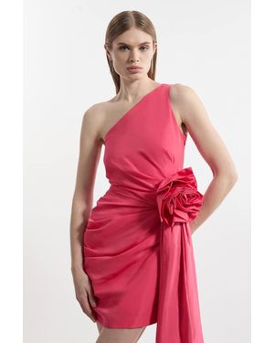 Karen Millen Taffeta Bandeau Tailored Rosette Drape Mini Dress