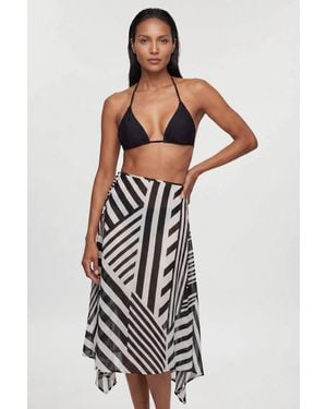 Karen Millen Viscose Georgette Stripe Beach Skirt - White