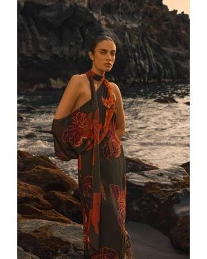 Karen Millen Embellished One Shoulder Printed Maxi Dress - Red