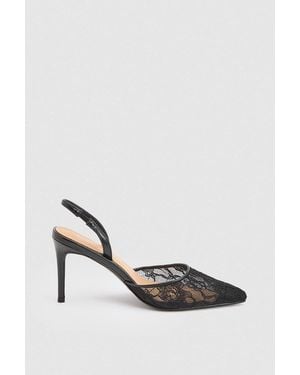 Karen Millen Lace Court Heeled Shoe - Black