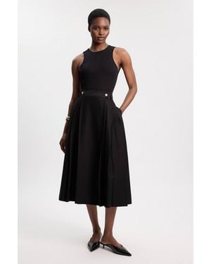 Karen Millen Utility Button Detail Midi Skirt - Black