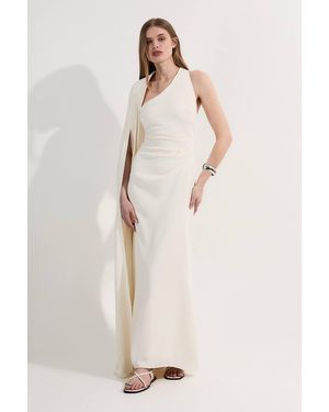 Karen Millen Soft Tailored Cape Sleeve Maxi Dress - Natural