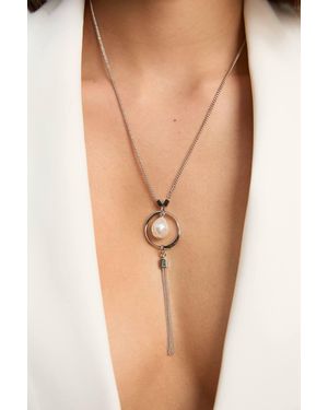 Karen Millen Modern Pearl Pendant Necklace - Orange