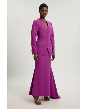 Karen Millen Compact Strech Waterfall Maxi Skirt - Purple