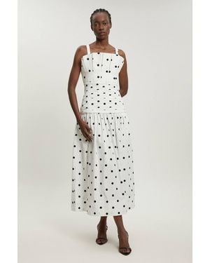 Karen Millen Printed Poplin Pleated Midi Dress - Multicolour
