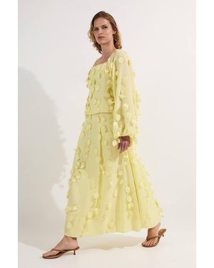 Karen Millen Applique Woven Maxi Skirt - Yellow