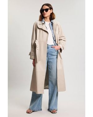 Karen Millen Leather Belted Trench Coat - Blue