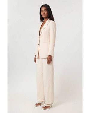 Karen Millen Tencel Blend Tailored Wide Leg Trouser - Natural