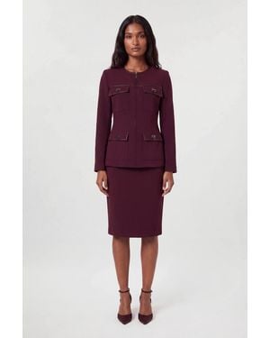 Karen Millen Compact Stretch & Pu Turn Lock Tailored Jacket