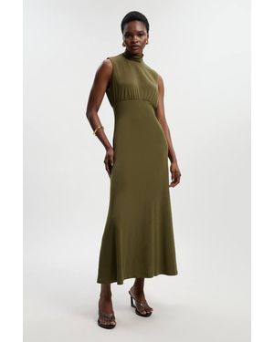 Karen Millen High Neck Jersey Crepe Maxi Dress - Green
