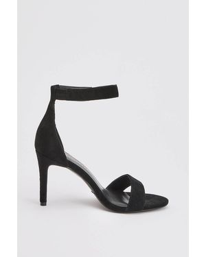 Karen Millen Leather Turn Lock Detail Heeled Sandal - Black
