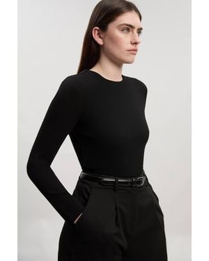Karen Millen Ponte Buckle Back Detail Bodysuit - Black