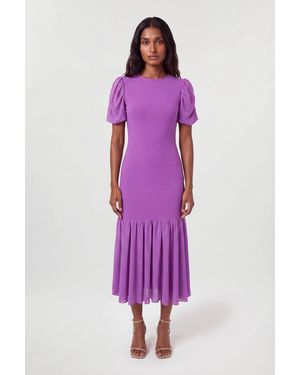 Karen Millen Bandage Figure Form Chiffon Sleeve Knit Dress - Purple