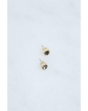 Karen Millen 14Kt Plated Hand Set European Crystal Solitaire Stud Earrings - Blue