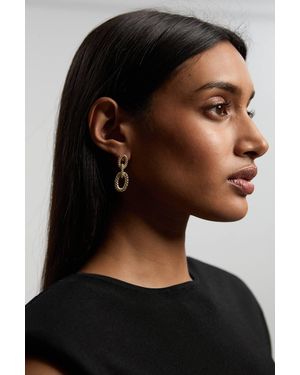Karen Millen Woven Link Drop Earrings - Black