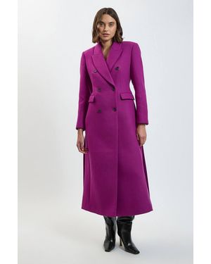 Karen Millen Petite Wool Double Breasted Tailored Maxi Coat - Purple