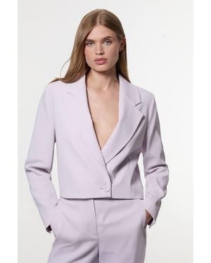 Karen Millen Digital Ophelia Polished Tailored Cowl Back Single Breasted Blazer - Purple