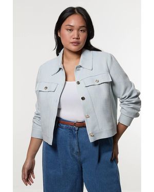 Karen Millen Plus Size Spring Tweed Tailored Jacket - Grey