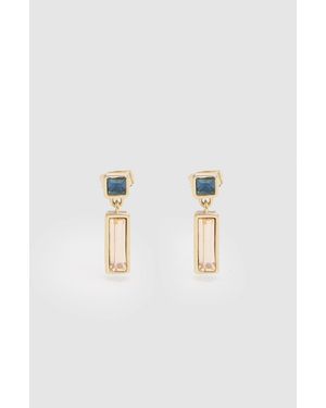 Karen Millen Crystal Baguette Drop Earrings - Metallic
