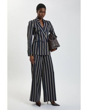 Karen Millen Stripe Wide Leg Tailored Trouser - Multicolour