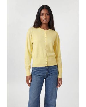 Karen Millen Viscose Blend Knit Balloon Sleeve Cardigan Jumper - Yellow