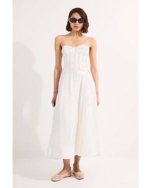 Karen Millen Viscose Linen Corset Prom Dress - White