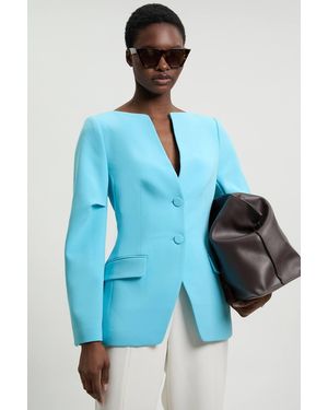 Karen Millen Compact Stretch Tailored Single Breast Blazer - Blue