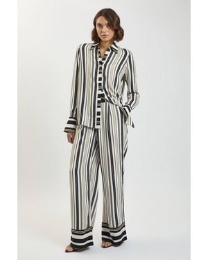 Karen Millen Petite Contrast Stripe Viscose Co Ord Trouser - White
