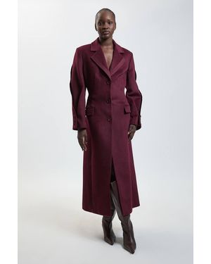 Karen Millen Wool Tailored Midi Full Skirt Satin Detail Coat