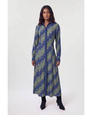 Karen Millen Stripe Collared Shirt Dress - Blue