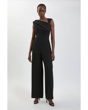 Karen Millen Compact Stretch Drape Detail Jumpsuit - Black