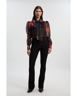 Karen Millen Ponte High Waisted Slit Detail Trouser - Blue