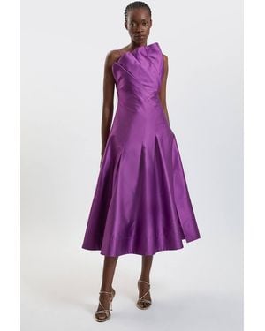 Karen Millen Structured Satin Asymmetric Full Maxi Dress - Purple