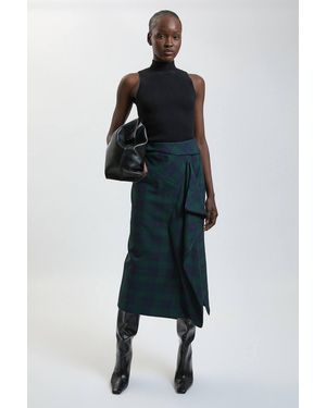 Karen Millen Tartan Check Wrap Skirt - Black