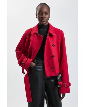 Karen Millen Wool Short Trench Coat - Red