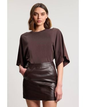 Karen Millen Forever Leather Mini Skirt - Brown