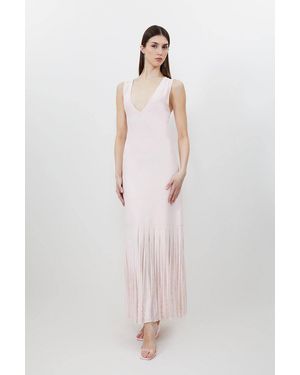 Karen Millen Viscose Blend Sheer Skirt Maxi Knit Dress - Multicolour