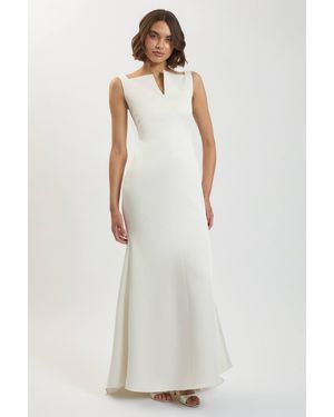 Karen Millen Petite Tailored Satin Clean Maxi Dress - White