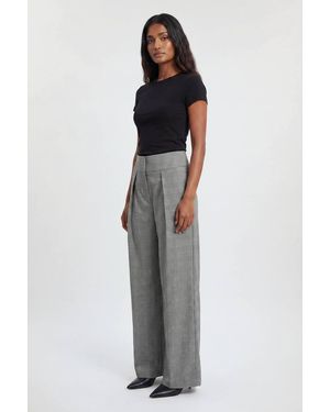 Karen Millen Soft Tailored Check High Waist Wide Leg Trouser - Grey