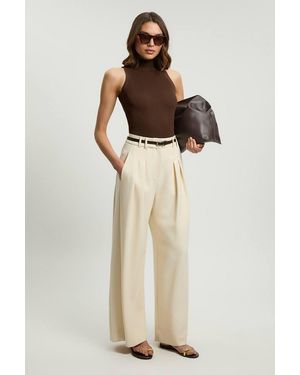 Karen Millen Forever Viscose Blend Rib Knit Vest Top - Natural